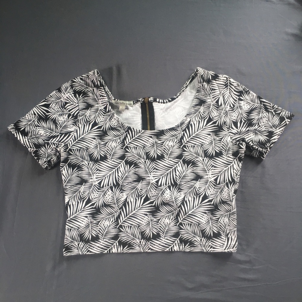 Black and White Open Back Crop Top